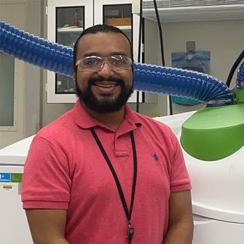 George Caceres in the lab